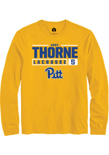 Abby Thorne  Pitt Panthers Gold Rally NIL Stacked Box Long Sleeve T Shirt