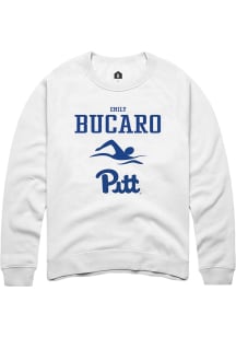 Emily Bucaro Rally Mens White Pitt Panthers NIL Sport Icon Crew Sweatshirt