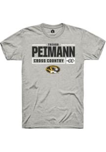 Trevor Peimann  Missouri Tigers Ash Rally NIL Stacked Box Short Sleeve T Shirt