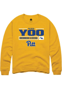 Olivia Yoo Rally Mens Gold Pitt Panthers NIL Stacked Box Crew Sweatshirt