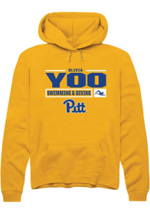 Olivia Yoo Rally Mens Gold Pitt Panthers NIL Stacked Box Hooded Sweatshirt