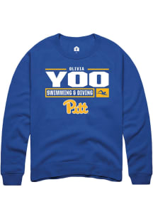 Olivia Yoo Rally Mens Blue Pitt Panthers NIL Stacked Box Crew Sweatshirt