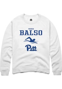 Parker Del Balso  Rally Pitt Panthers Mens White NIL Sport Icon Long Sleeve Crew Sweatshirt