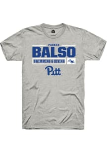 Parker Del Balso Ash Pitt Panthers NIL Stacked Box Short Sleeve T Shirt