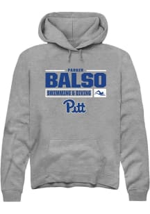 Parker Del Balso  Rally Pitt Panthers Mens Graphite NIL Stacked Box Long Sleeve Hoodie