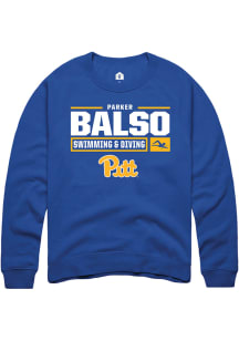 Parker Del Balso  Rally Pitt Panthers Mens Blue NIL Stacked Box Long Sleeve Crew Sweatshirt