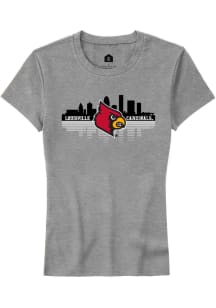 Rally Louisville Cardinals Womens Grey Skyline Short Sleeve T-Shirt