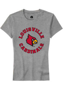 Rally Louisville Cardinals Womens Grey Circle Short Sleeve T-Shirt