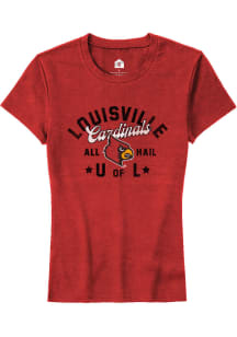 Rally Louisville Cardinals Womens Red All Hail Short Sleeve T-Shirt