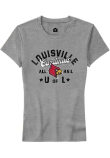 Rally Louisville Cardinals Womens Grey All Hail Short Sleeve T-Shirt