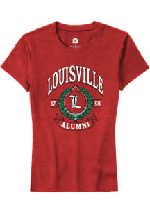 Rally Louisville Cardinals Womens Red Alumni Wreath Short Sleeve T-Shirt
