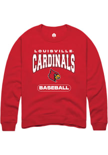 Rally Louisville Cardinals Mens Red Baseball Long Sleeve Crew Sweatshirt