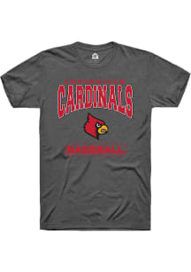 Rally Louisville Cardinals Charcoal Baseball Short Sleeve T Shirt
