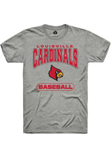 Rally Louisville Cardinals Grey Baseball Short Sleeve T Shirt
