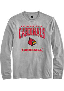 Rally Louisville Cardinals Grey Baseball Long Sleeve T Shirt