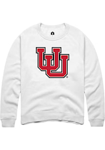 Rally Utah Utes Mens White Primary Logo Long Sleeve Crew Sweatshirt