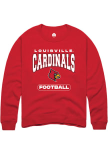 Rally Louisville Cardinals Mens Red Football Long Sleeve Crew Sweatshirt