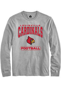 Rally Louisville Cardinals Grey Football Long Sleeve T Shirt