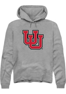 Rally Utah Utes Mens Grey Primary Logo Long Sleeve Hoodie