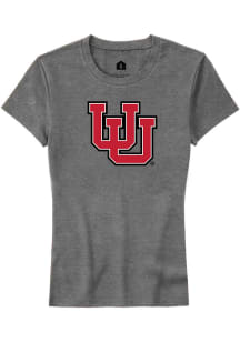 Rally Utah Utes Womens Grey Primary Logo Short Sleeve T-Shirt