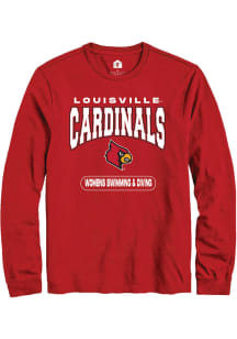 Rally Louisville Cardinals Red Womens Swimming &amp; Diving Long Sleeve T Shirt