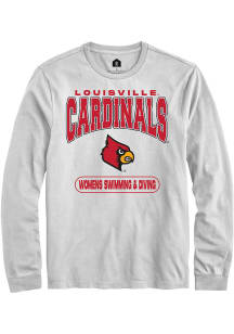 Rally Louisville Cardinals White Womens Swimming &amp; Diving Long Sleeve T Shirt