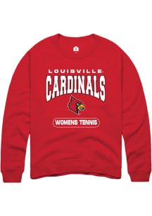 Rally Louisville Cardinals Mens Red Womens Tennis Long Sleeve Crew Sweatshirt
