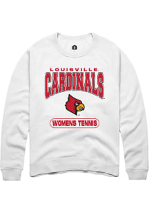 Rally Louisville Cardinals Mens White Womens Tennis Long Sleeve Crew Sweatshirt