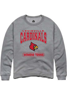 Rally Louisville Cardinals Mens Grey Womens Tennis Long Sleeve Crew Sweatshirt