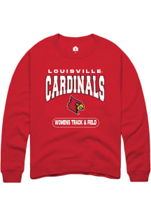 Rally Louisville Cardinals Mens Red Womens Track &amp; Field Long Sleeve Crew Sweatshirt