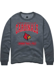Rally Louisville Cardinals Mens Charcoal Womens Track &amp; Field Long Sleeve Crew Sweatshirt