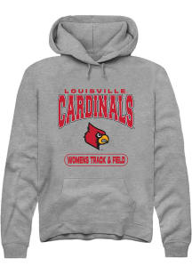 Rally Louisville Cardinals Mens Grey Womens Track &amp; Field Long Sleeve Hoodie