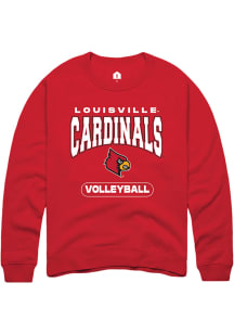 Rally Louisville Cardinals Mens Red Volleyball Long Sleeve Crew Sweatshirt