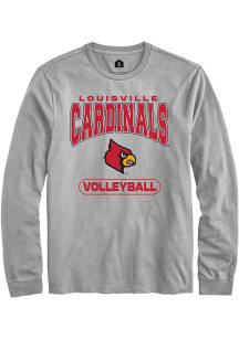 Rally Louisville Cardinals Grey Volleyball Long Sleeve T Shirt