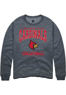Rally Louisville Cardinals Mens Charcoal Volleyball Long Sleeve Crew Sweatshirt