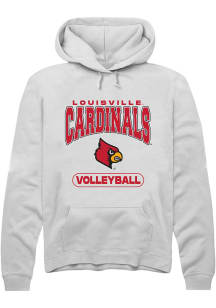 Rally Louisville Cardinals Mens White Volleyball Long Sleeve Hoodie