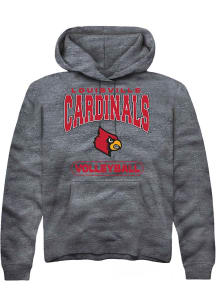 Rally Louisville Cardinals Mens Charcoal Volleyball Long Sleeve Hoodie