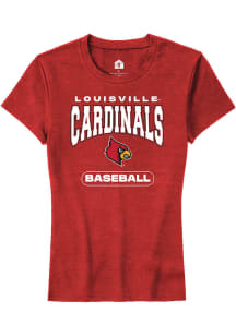 Rally Louisville Cardinals Womens Red Baseball Short Sleeve T-Shirt