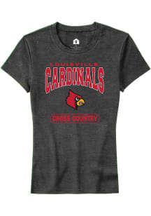 Rally Louisville Cardinals Womens Charcoal Cross Country Short Sleeve T-Shirt