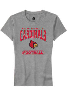 Rally Louisville Cardinals Womens Grey Football Short Sleeve T-Shirt