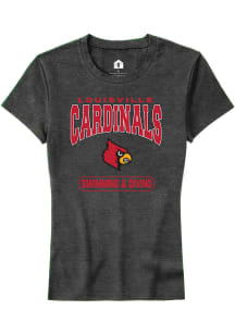 Rally Louisville Cardinals Womens Charcoal Swimming &amp; Diving Short Sleeve T-Shirt