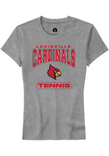 Rally Louisville Cardinals Womens Grey Tennis Short Sleeve T-Shirt