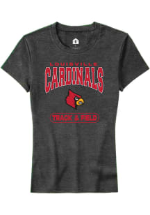 Rally Louisville Cardinals Womens Charcoal Track &amp; Field Short Sleeve T-Shirt