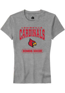 Rally Louisville Cardinals Womens Grey Womens Soccer Short Sleeve T-Shirt