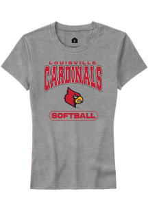 Rally Louisville Cardinals Womens Grey Softball Short Sleeve T-Shirt