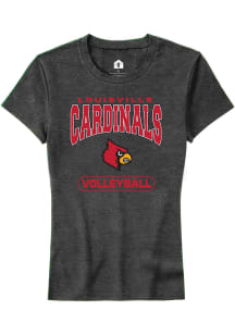Rally Louisville Cardinals Womens Charcoal Volleyball Short Sleeve T-Shirt