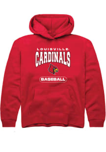 Rally Louisville Cardinals Youth Red Baseball Long Sleeve Hoodie
