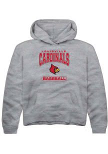 Rally Louisville Cardinals Youth Grey Baseball Long Sleeve Hoodie