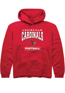 Rally Louisville Cardinals Youth Red Football Long Sleeve Hoodie