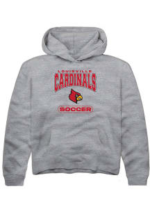 Rally Louisville Cardinals Youth Grey Soccer Long Sleeve Hoodie